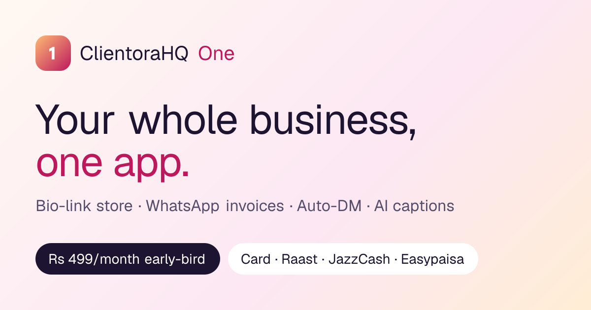 ClientoraHQ One: 4 daily business tools, one small price